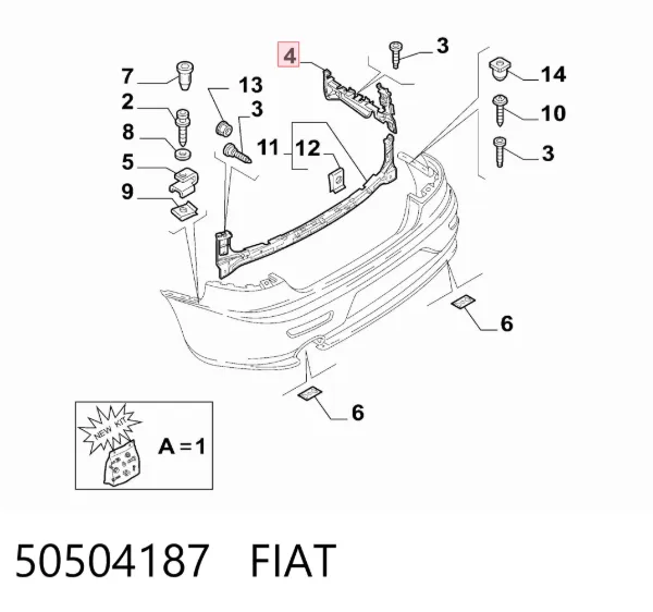 Кронштейн бампера заднего правый 50504187 Fiat/Alfa/Lancia