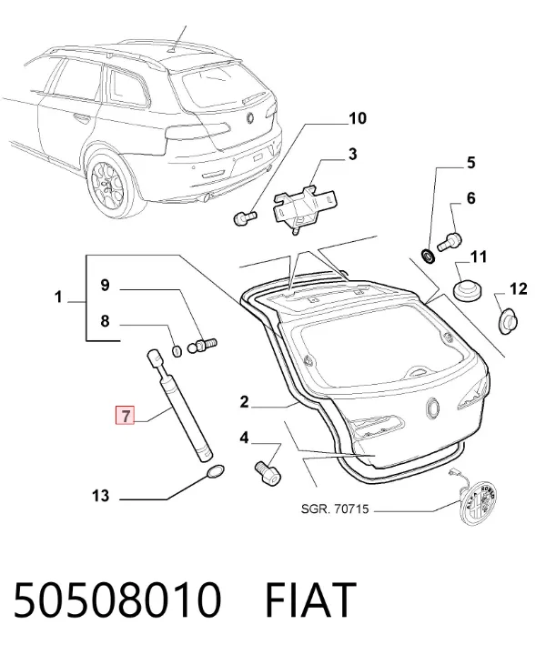 Амортизатор багажника 50508010 Fiat/Alfa/Lancia
