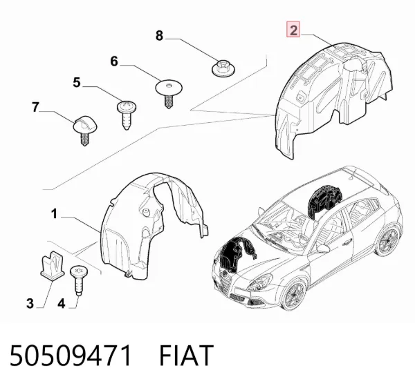 Подкрылок задний левый 50509471 Fiat/Alfa/Lancia