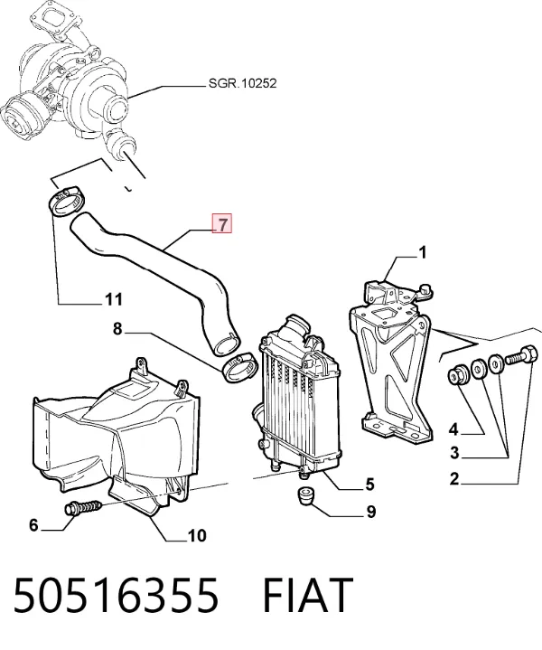 Патрубок интеркулера 50516355 Fiat/Alfa/Lancia