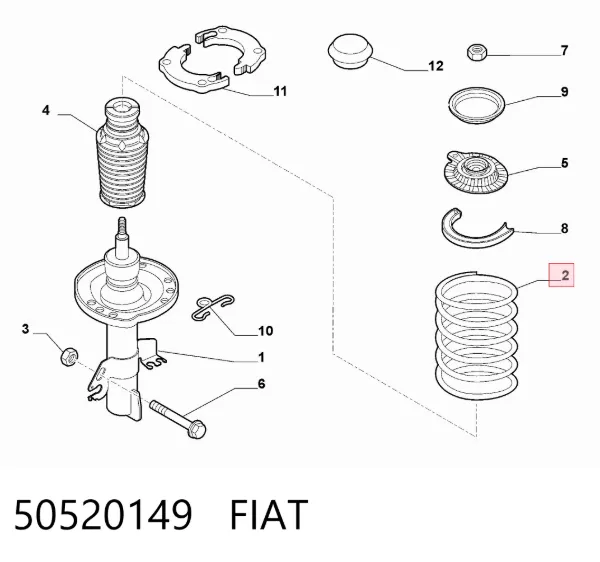 Передняя пружина 50520149 Fiat/Alfa/Lancia