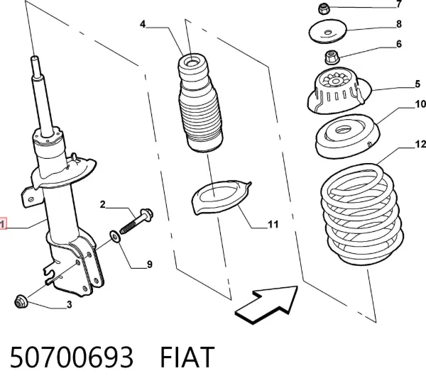 Амортизатор передний 50700693 Fiat/Alfa/Lancia
