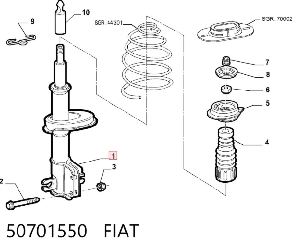 Амортизатор передний 50701550 Fiat/Alfa/Lancia
