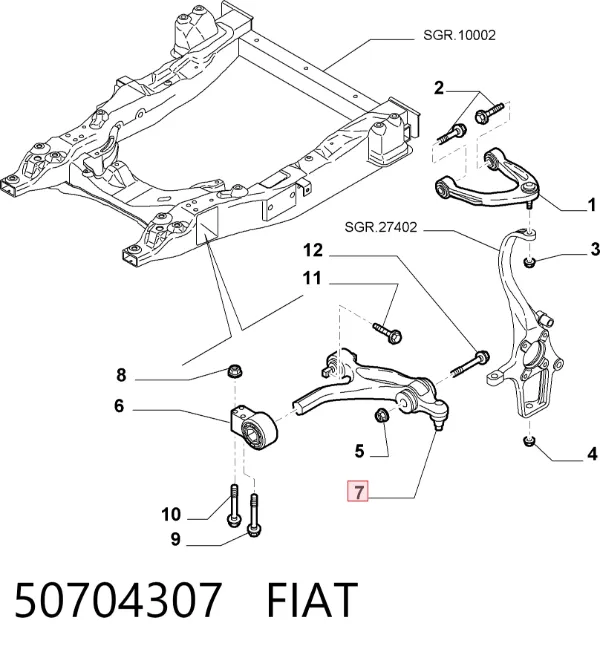 Нижний рычаг 50704307 Fiat/Alfa/Lancia