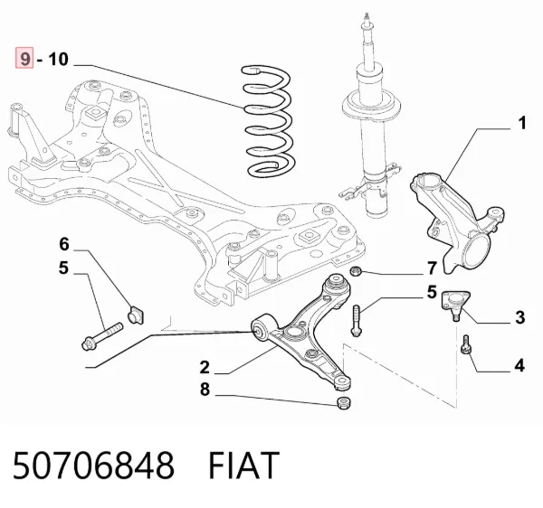 Передняя пружина 50706848 Fiat/Alfa/Lancia