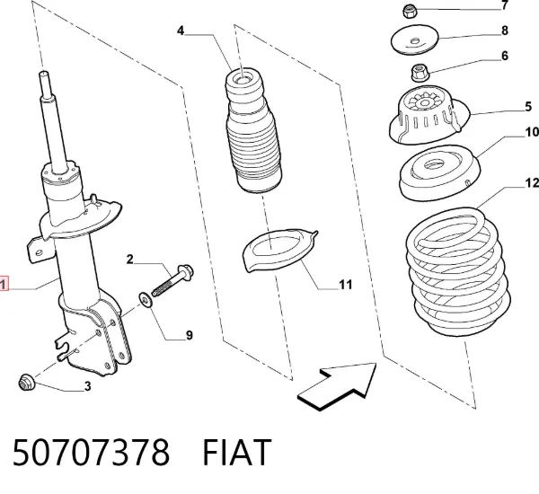 Амортизатор передний 50707378 Fiat/Alfa/Lancia