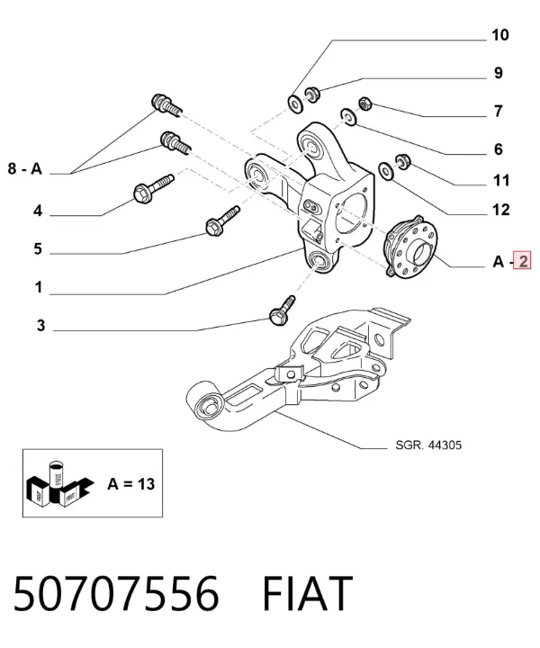 Задняя ступица 50707556 Fiat/Alfa/Lancia