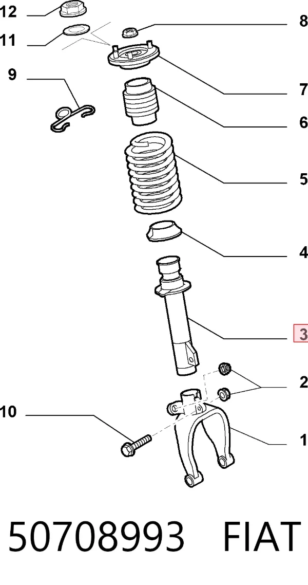 Амортизатор передний 50708993 Fiat/Alfa/Lancia
