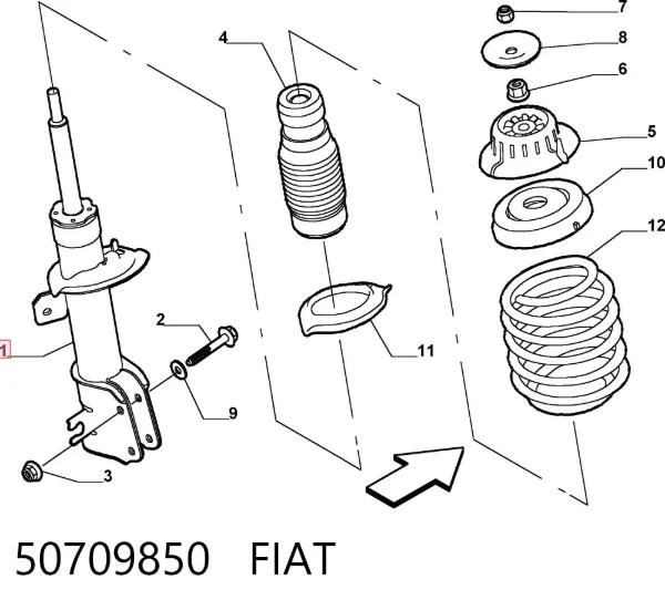 Амортизатор передний 50709850 Fiat/Alfa/Lancia