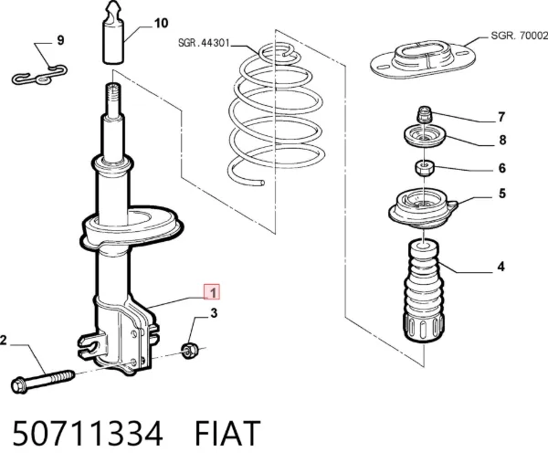 Амортизатор передний 50711334 Fiat/Alfa/Lancia