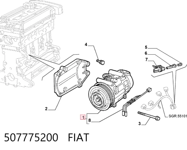 Компрессор кондиционера 507775200 Fiat/Alfa/Lancia