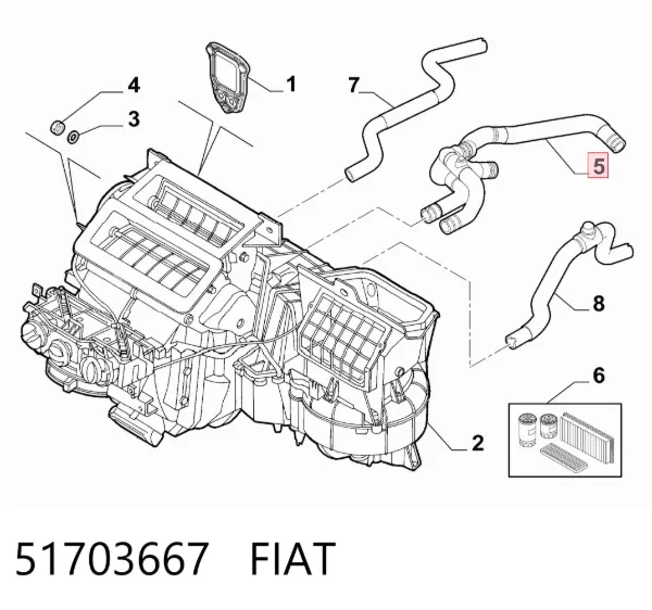 Шланг радиатора отопителя (печки), сдвоенный 51703667 Fiat/Alfa/Lancia