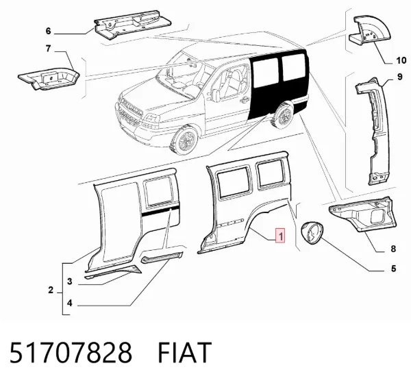 Боковина кузова левая 51707828 Fiat/Alfa/Lancia