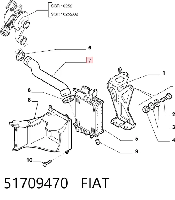 Патрубок интеркулера 51709470 Fiat/Alfa/Lancia