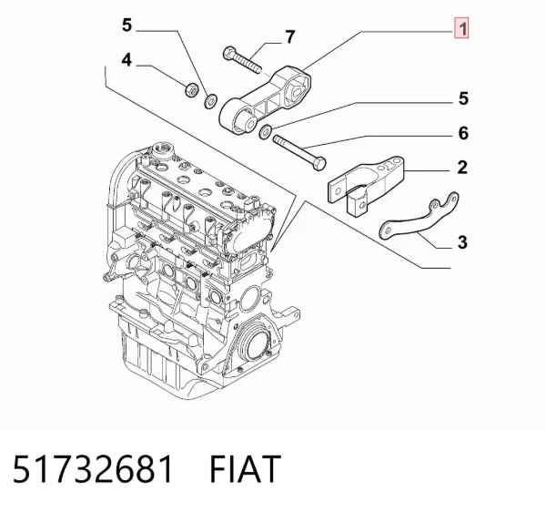 Задняя опора двигателя 51732681 Fiat/Alfa/Lancia