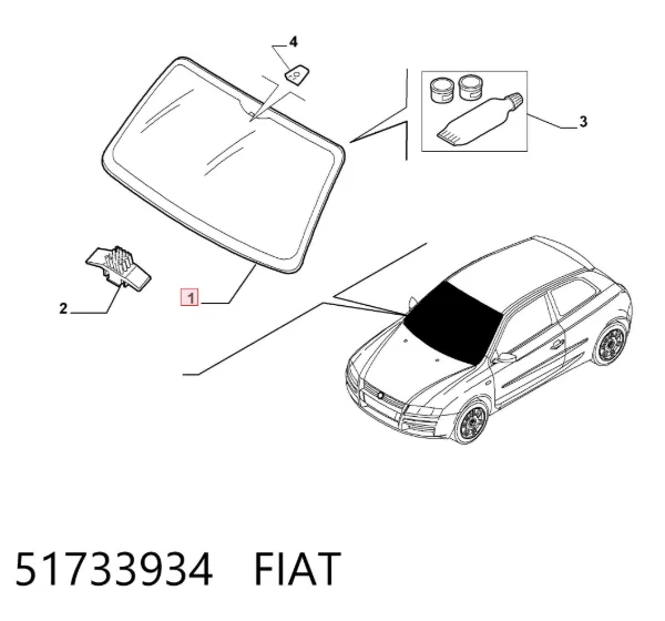 Лобовое стекло 51733934 Fiat/Alfa/Lancia