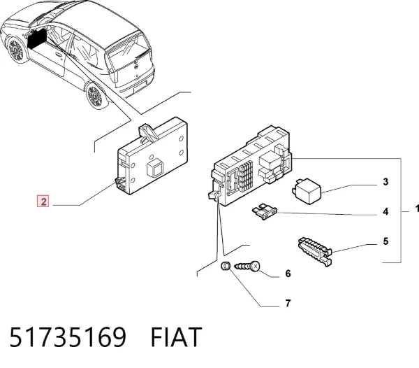 Модуль управления (ЭБУ) иммобилайзером 51735169 Fiat/Alfa/Lancia