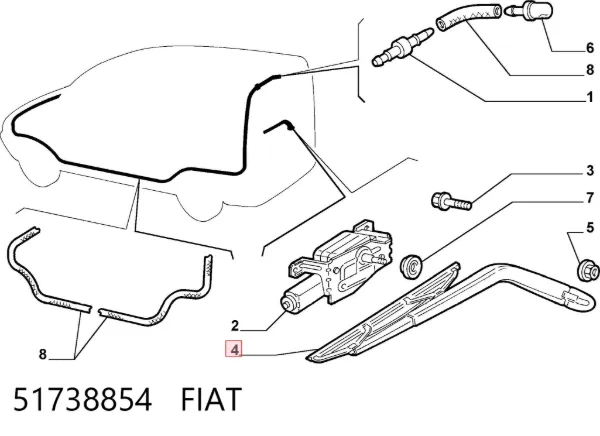 Рычаг-поводок стеклоочистителя заднего стекла 51738854 Fiat/Alfa/Lancia