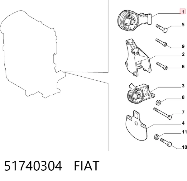 Задняя опора двигателя 51740304 Fiat/Alfa/Lancia