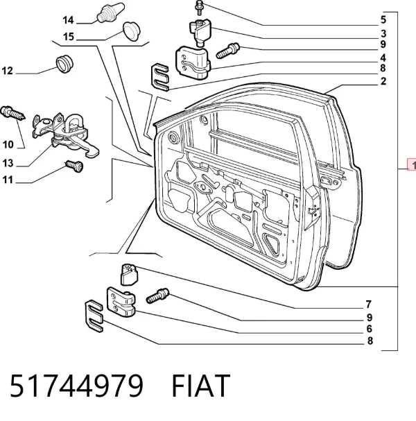 Дверь передняя левая 51744979 Fiat/Alfa/Lancia