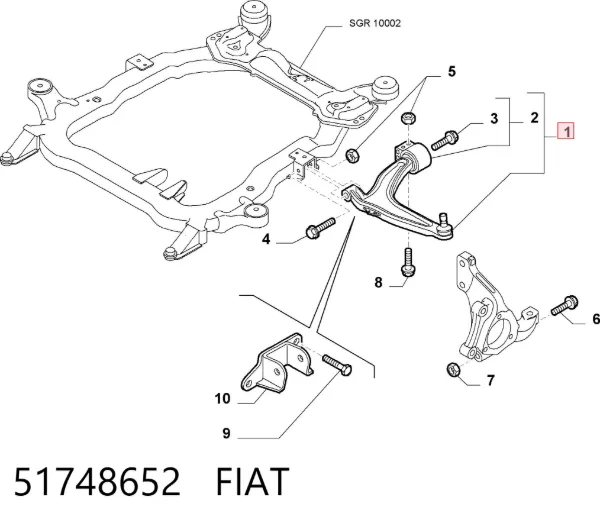 Нижний рычаг 51748652 Fiat/Alfa/Lancia