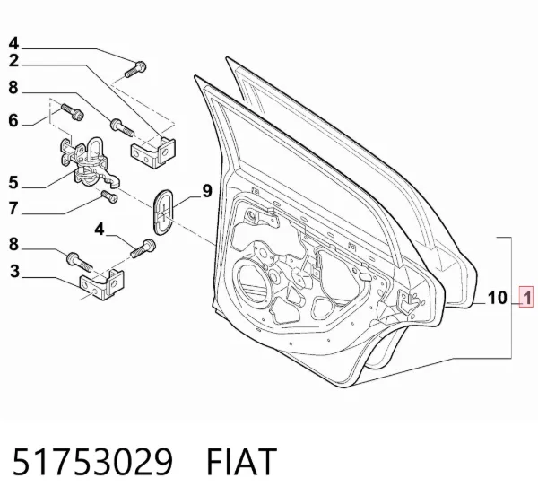 Дверь задняя правая Fiat Linea 323