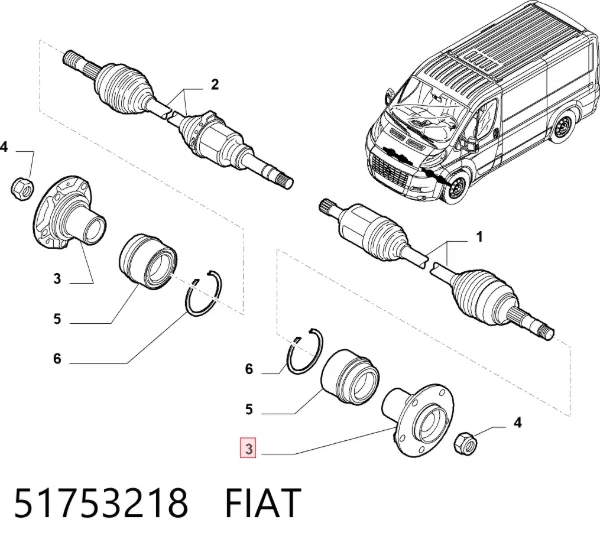 Передняя ступица 51753218 Fiat/Alfa/Lancia