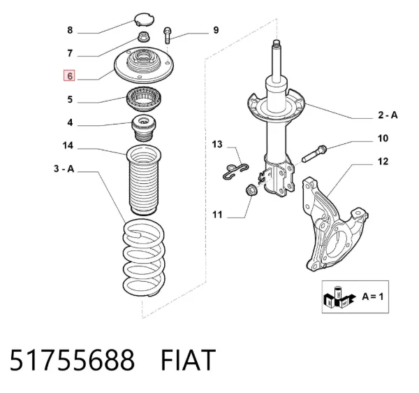Опора переднего амортизатора 51755688 Fiat/Alfa/Lancia