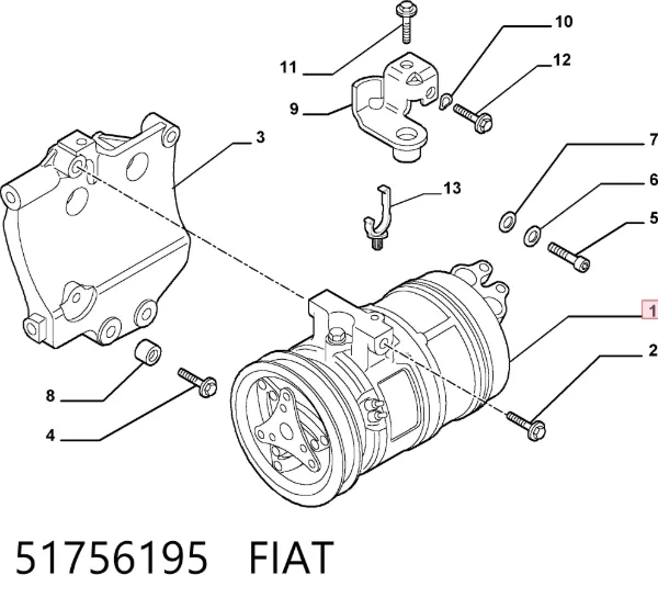Компрессор кондиционера 51756195 Fiat/Alfa/Lancia