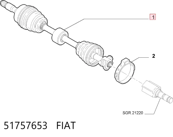 Правая полуось 51757653 Fiat/Alfa/Lancia