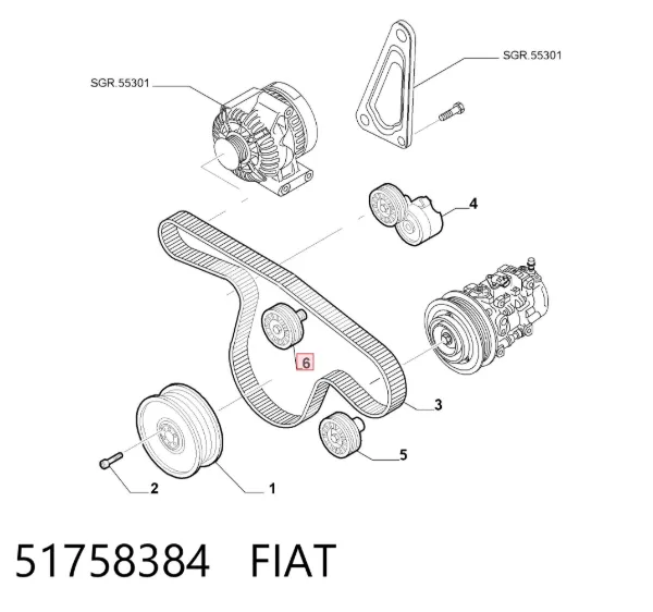 Паразитный ролик 51758384 Fiat/Alfa/Lancia