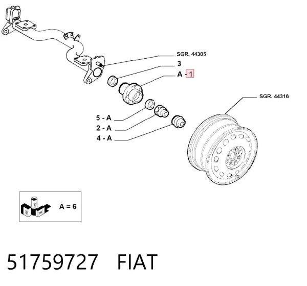 Задняя ступица 51759727 Fiat/Alfa/Lancia