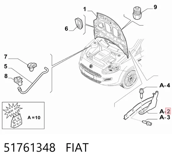Петля капота правая 51761348 Fiat/Alfa/Lancia