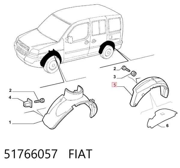 Подкрылок задний правый 51766057 Fiat/Alfa/Lancia