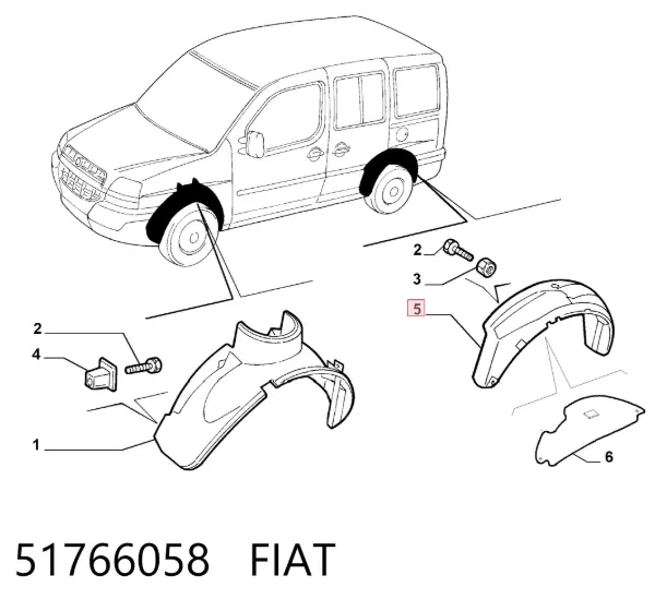 Подкрылок задний левый 51766058 Fiat/Alfa/Lancia