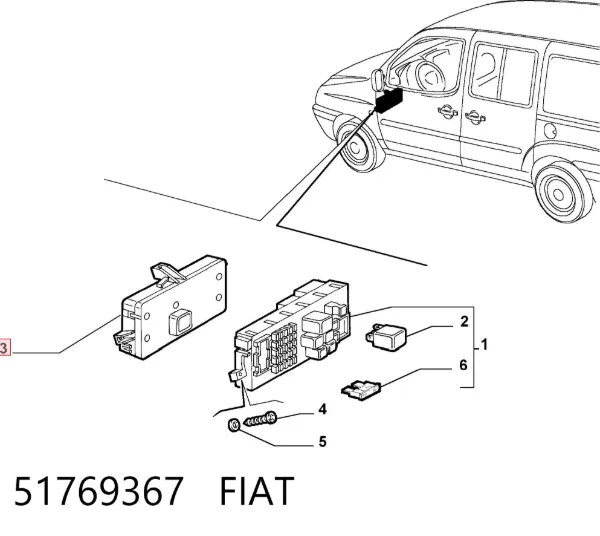 Модуль управления (ЭБУ) иммобилайзером 51769367 Fiat/Alfa/Lancia