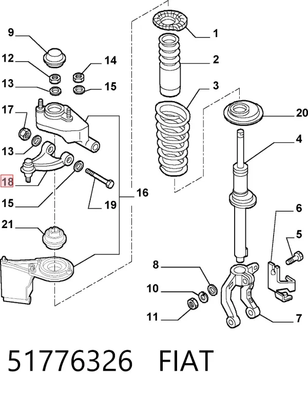 Верхний рычаг 51776326 Fiat/Alfa/Lancia