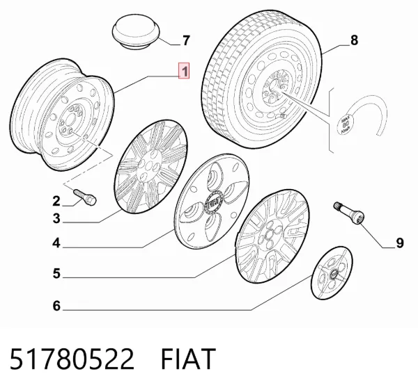 Диски колесные стальные (штампованные) 51780522 Fiat/Alfa/Lancia