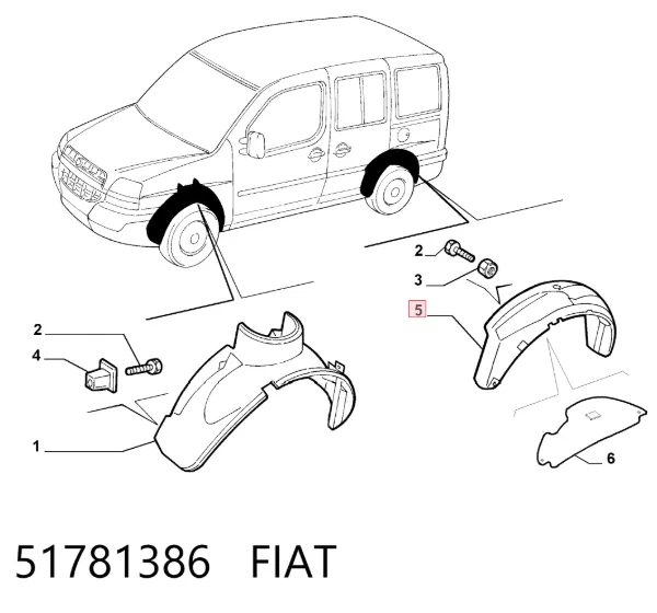Подкрылок задний левый 51781386 Fiat/Alfa/Lancia