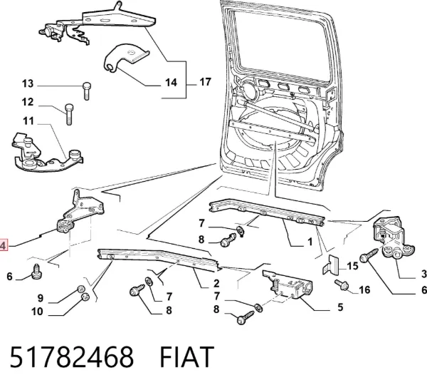 Ролик двери боковой (сдвижной) правый нижний 51782468 Fiat/Alfa/Lancia