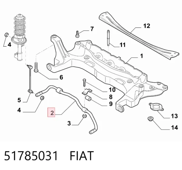 Передний стабилизатор 51785031 Fiat/Alfa/Lancia