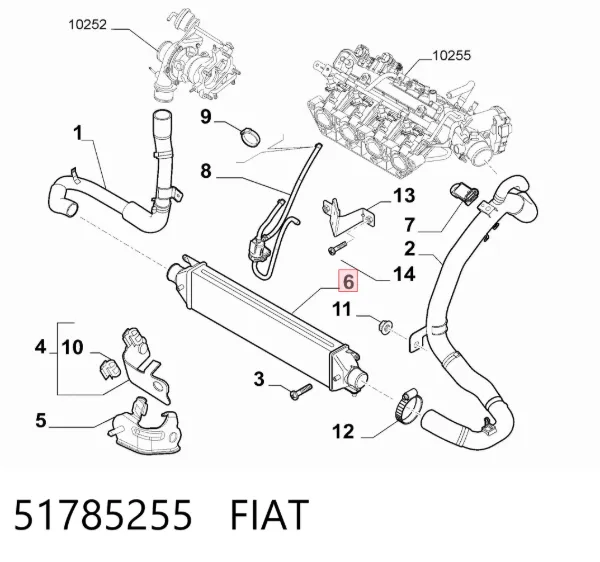 Интеркулер 51785255 Fiat/Alfa/Lancia
