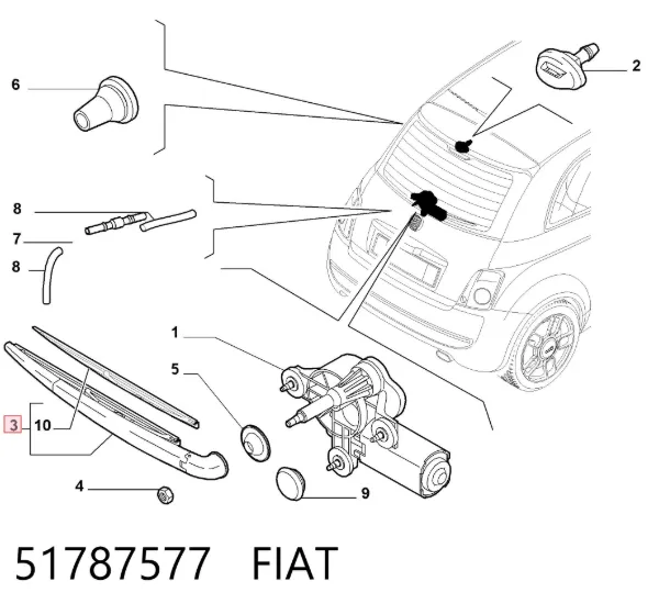 Рычаг-поводок стеклоочистителя заднего стекла 51787577 Fiat/Alfa/Lancia