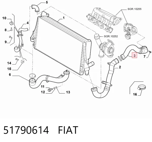 Патрубок интеркулера 51790614 Fiat/Alfa/Lancia