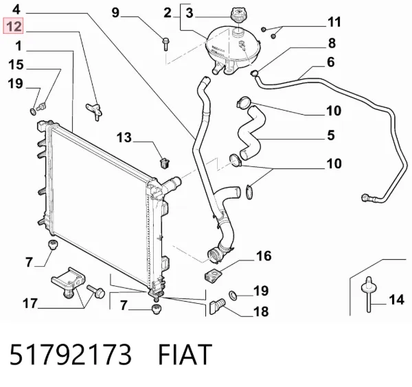Кронштейн радиатора верхний правый 51792173 Fiat/Alfa/Lancia