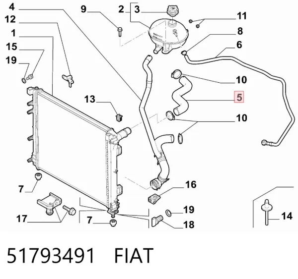 Патрубок радиатора 51793491 Fiat/Alfa/Lancia