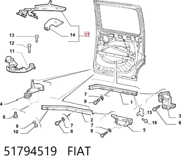 Ролик двери боковой (сдвижной) правый верхний 51794519 Fiat/Alfa/Lancia