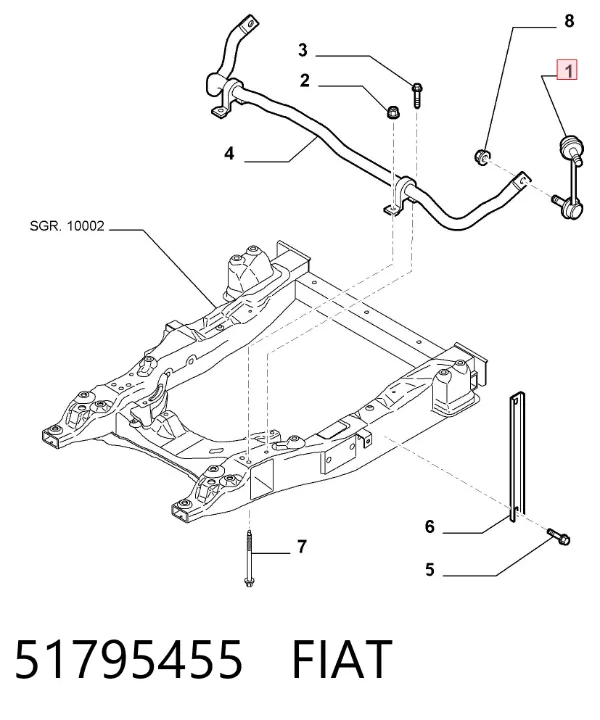Стойка переднего стабилизатора правая 51795455 Fiat/Alfa/Lancia