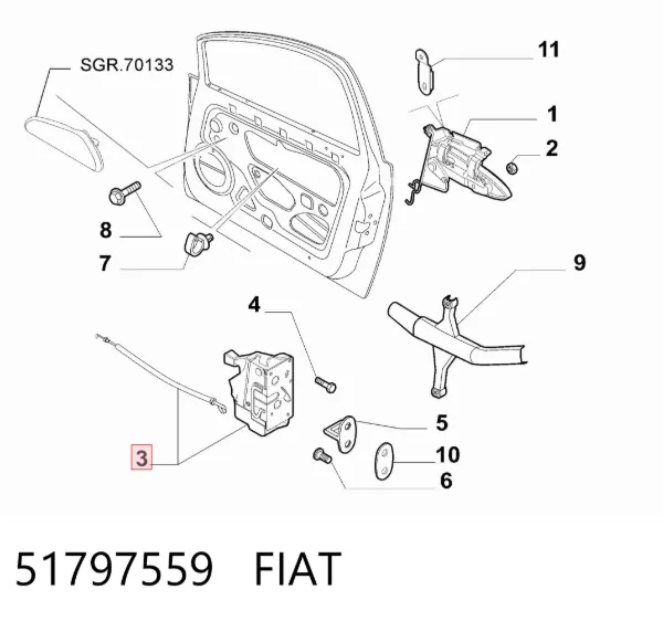 Замок водительской двери 51797559 Fiat/Alfa/Lancia