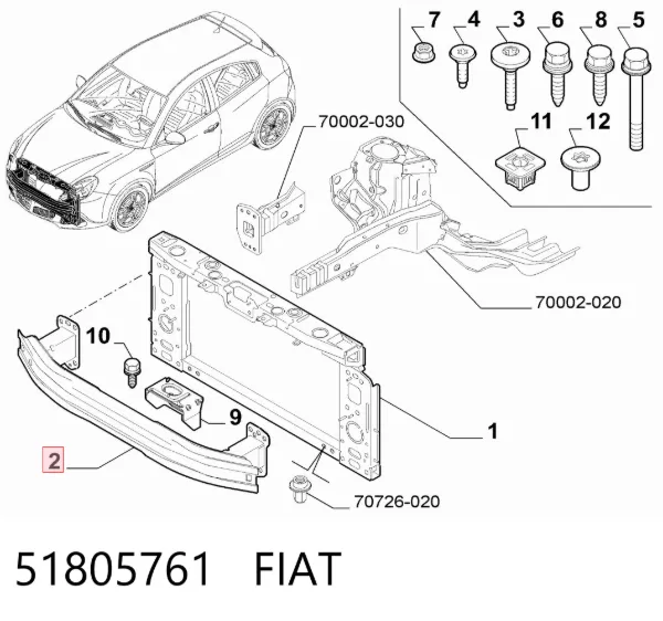 Усилитель переднего бампера 51805761 Fiat/Alfa/Lancia